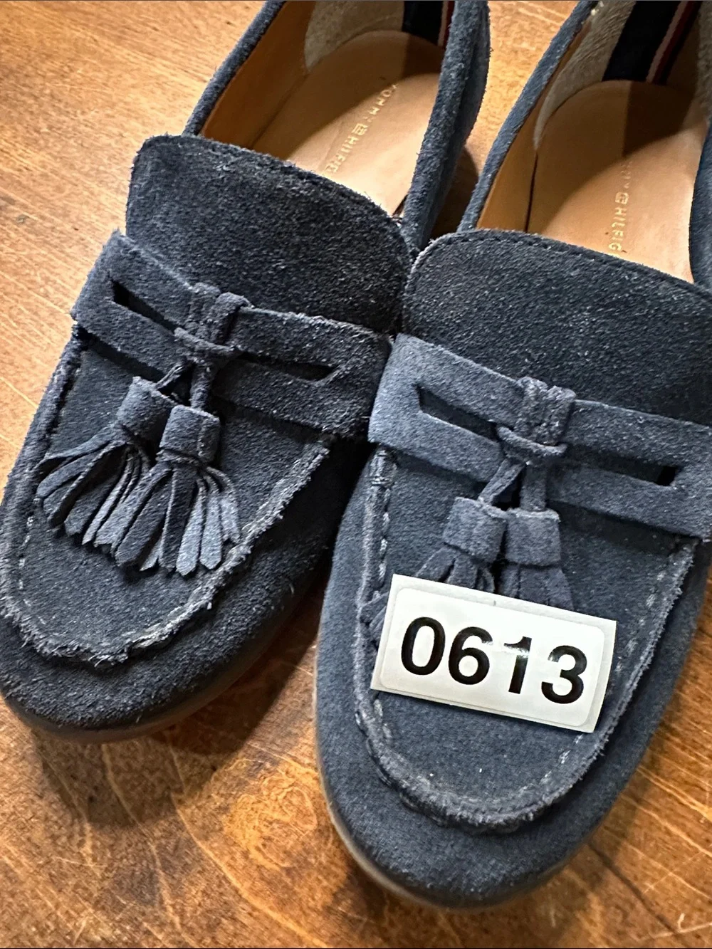 Tommy Hilfiger Navy Suede Tassel Loafers Womens Size 6.5